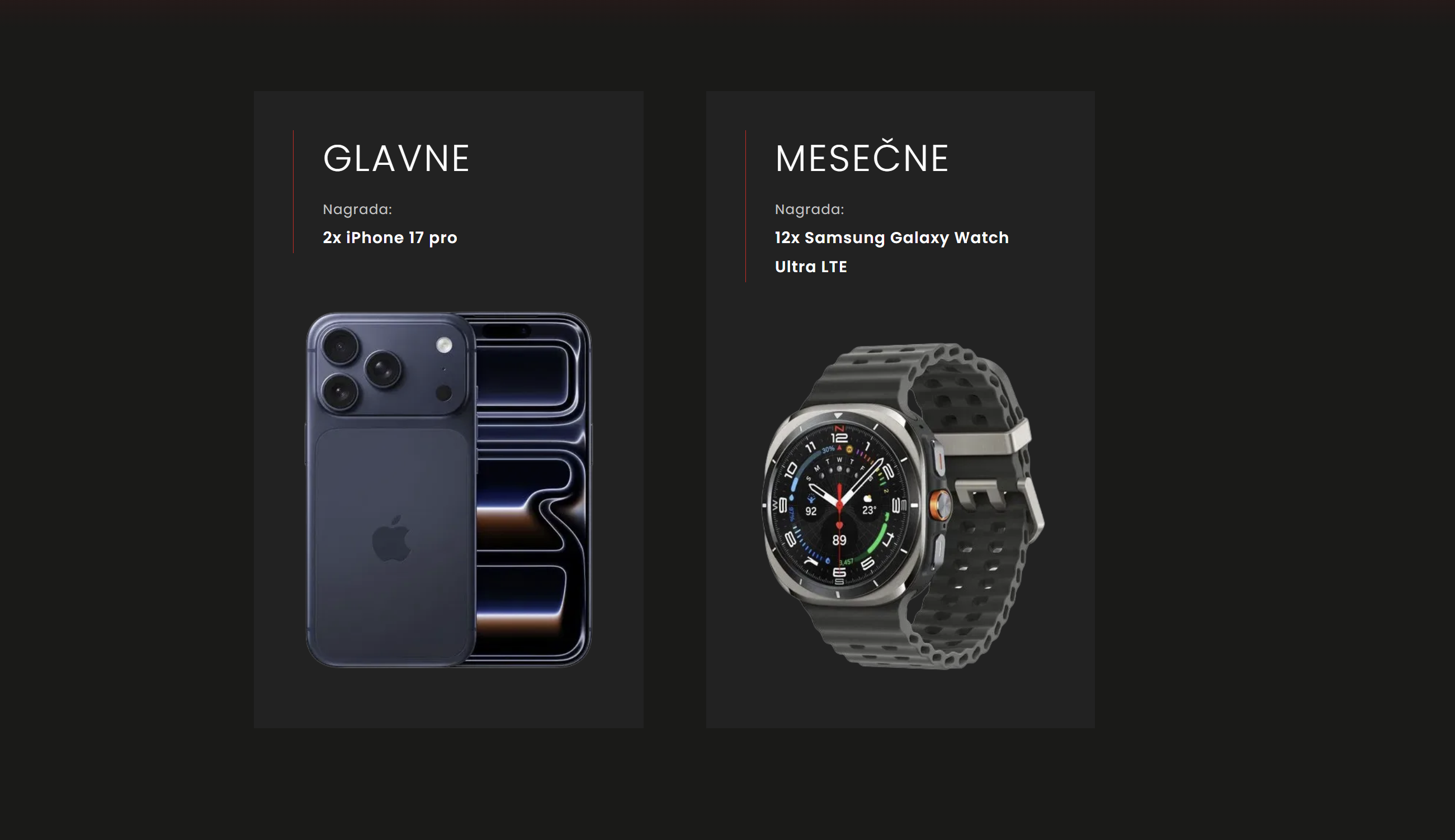 Prize structure: main and monthly rewards for top performers