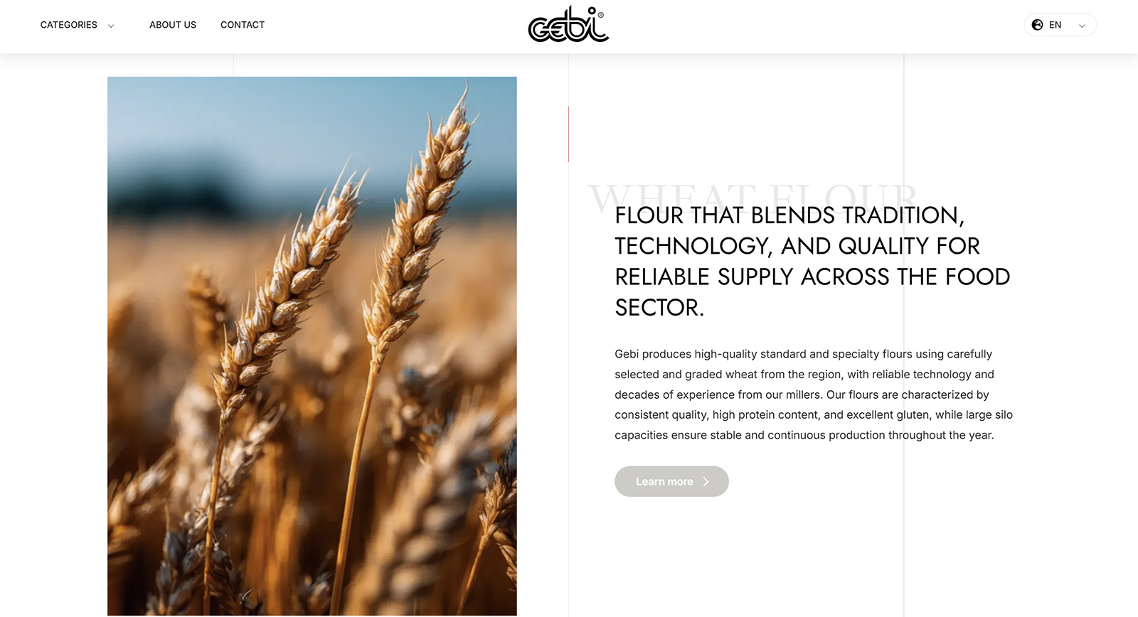 Gebi website — Wheat flour product page